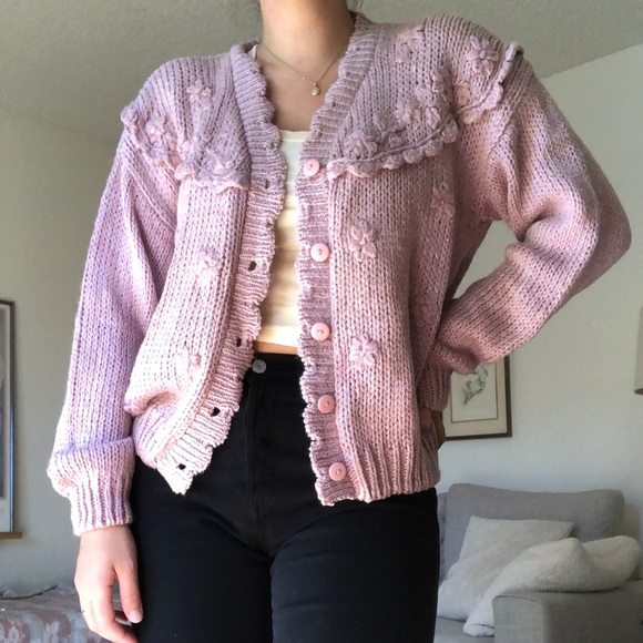 Vintage scalloped floral cardigan - Picture 3 of 9